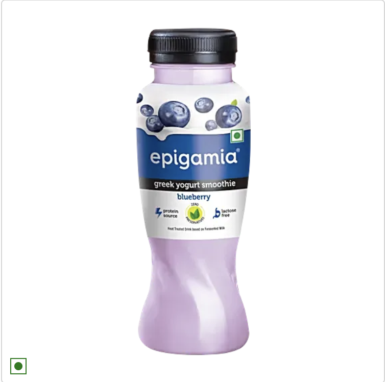 Epigamia Greek Yogurt Smoothie - Blueberry, 180 ml Bottle