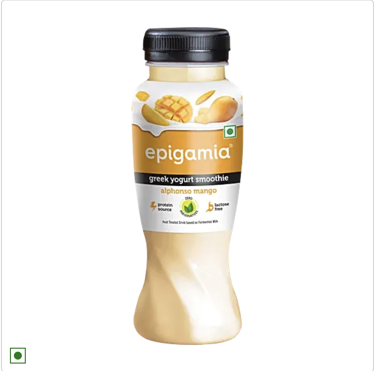 Epigamia Greek Yogurt Smoothie - Alphonso Mango, 180 ml Bottle