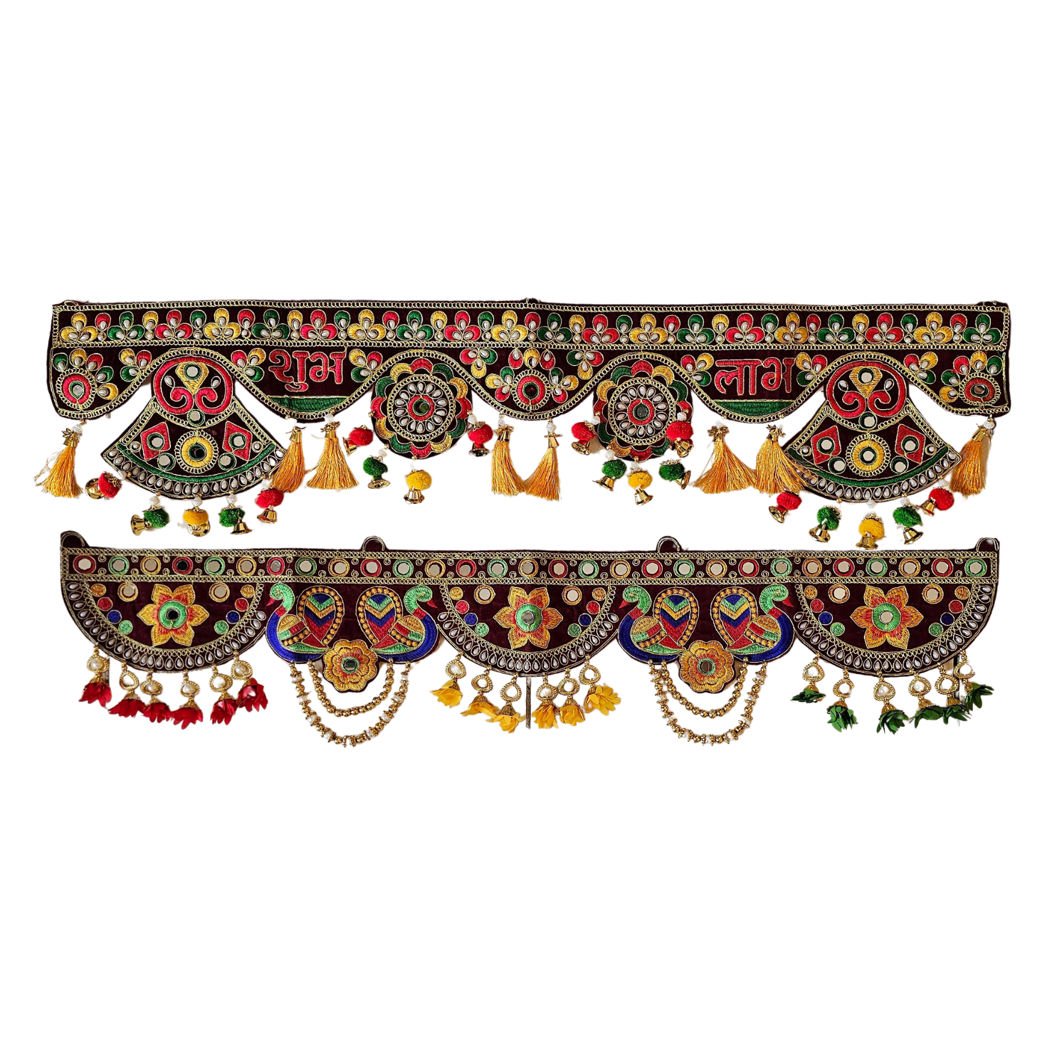 Decorative Velvet Toran Subh/Peacock 36x4.5"